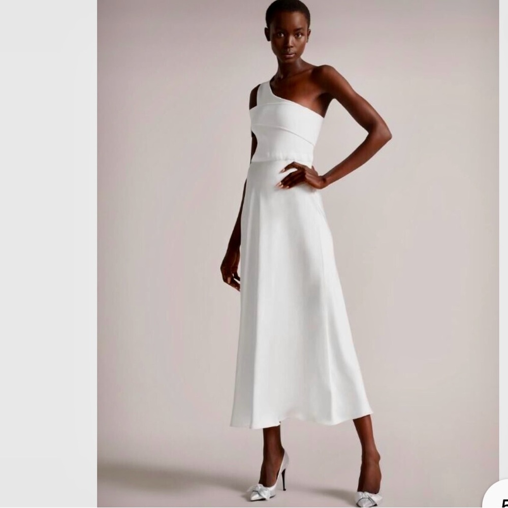 ted baker bridesmaid dresses Bridesmaid Dress Ted Baker One Shoulder Dress Satin One Shoulder Midi Dress  Melgar Ted Baker UK